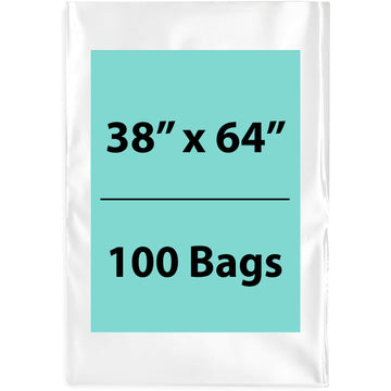 38X64 inches Clear Flat Poly Bags 2Mil Open Top (LDPE)